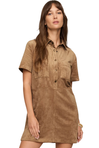 Leone Suede Mini Dress, Light Sand