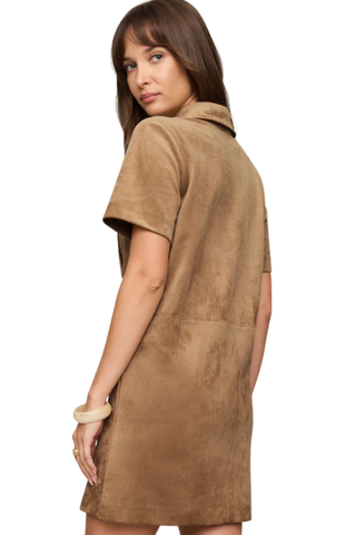 Leone Suede Mini Dress, Light Sand