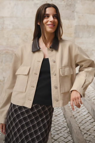 Rey Cropped Chore Jacket, Soapstone