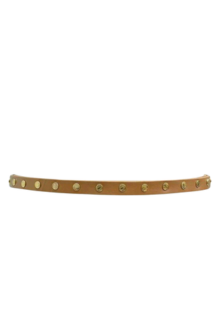 ADA Collection Cala Belt in Cognac featuring genuine leather and all-over gold-tone snap details.