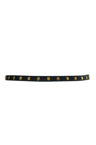 ADA Collection Cala Belt in Black featuring genuine leather and all-over gold-tone snap details.