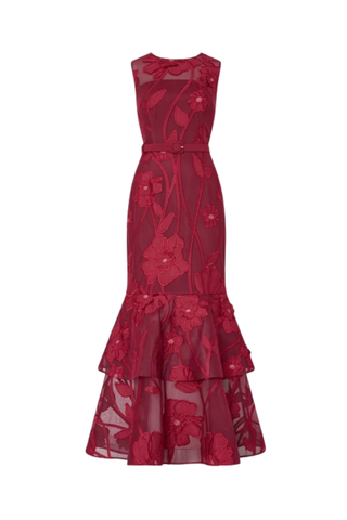 Anna Grand Fleur Dress, Burgundy