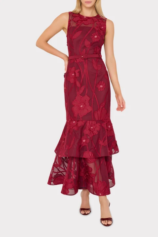 Anna Grand Fleur Dress, Burgundy