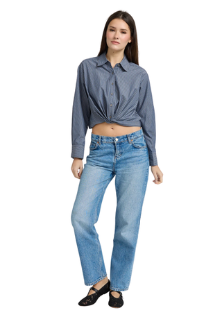 Joanne Shirt Top, Navy Ivory