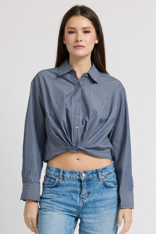 Joanne Shirt Top, Navy Ivory
