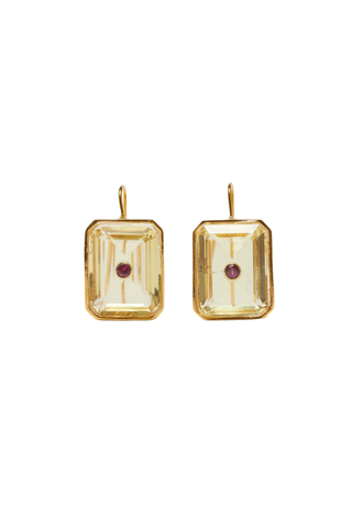 Tile Earrings, Citrine