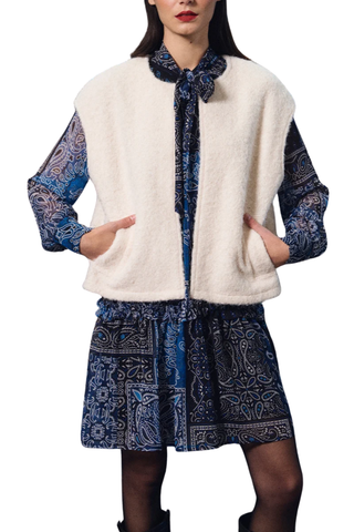 Woven Sleeveless Jacket, Off White