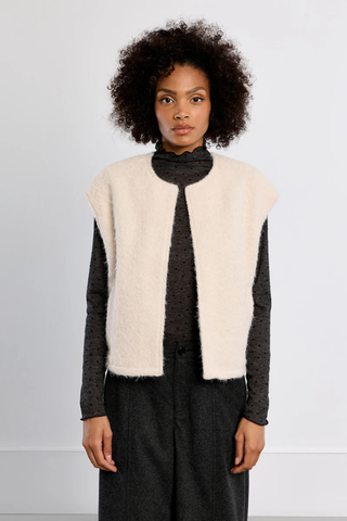 Woven Sleeveless Jacket, Off White