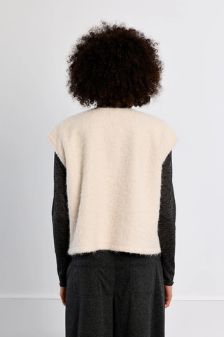 Woven Sleeveless Jacket, Off White