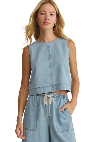 Sun Seeker Denim Tank, Coastal Water