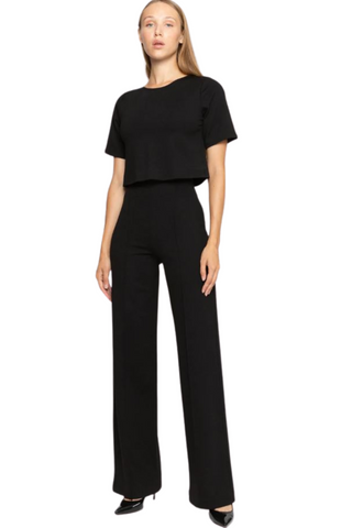 Ponte Wide Leg Pant, Black