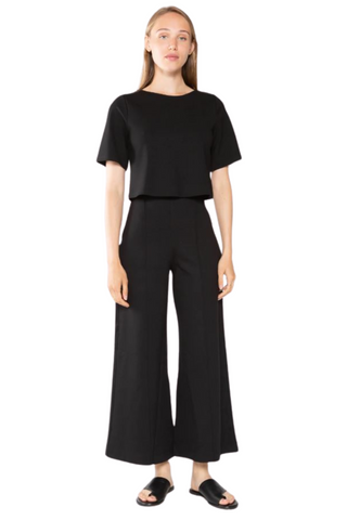 Ponte Wide Leg Crop Pant, Black