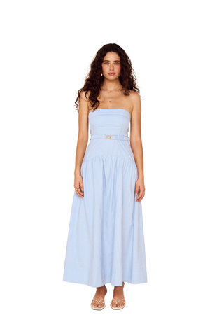 Ines Strapless Midi Dress, Sky Blue