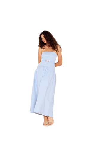 Ines Strapless Midi Dress, Sky Blue
