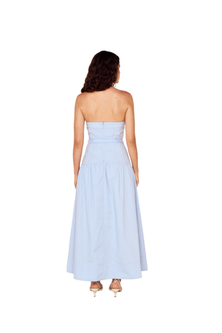 Ines Strapless Midi Dress, Sky Blue