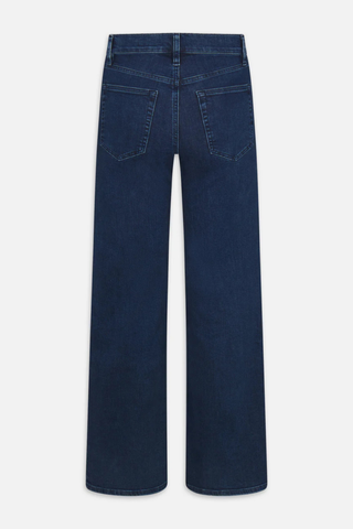 Dark wash high-rise wide-leg jeans with slim fit through hips by FRAME