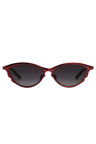 Krewe Solange Sunglasses in Scarlet Chroma + Bordeaux featuring oversized scarlet mirrored frames with grey gradient lenses
