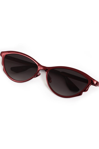 Krewe Solange Sunglasses in Scarlet Chroma + Bordeaux featuring oversized scarlet mirrored frames with grey gradient lenses