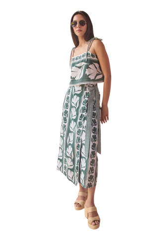Omika Tillie Tank Gwenn Palm tropical print cropped tank top with tie straps matching set Monkee's of the West End