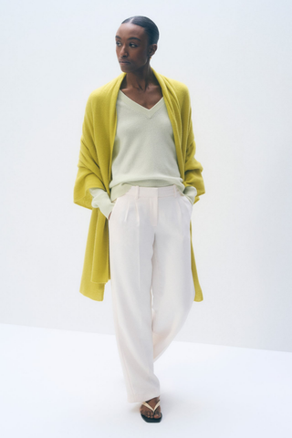 White + Warren Cashmere Travel Wrap in Citronelle, a bright yellow-green oversized 100% cashmere wrap.