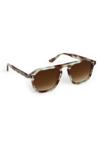 Zander Sunglasses in Aquamarine Tortoise from Krewe shown on a white background.